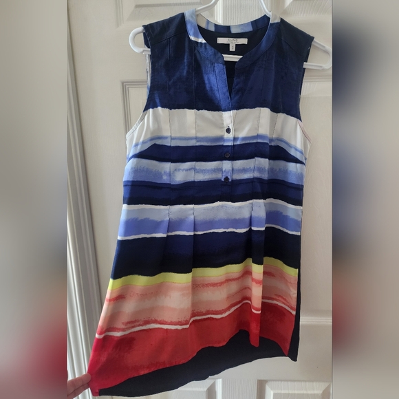 Alfred Sung Colourful Sleeveless Blouse Tanktop, size XSmall but fits Medium - Picture 2 of 4